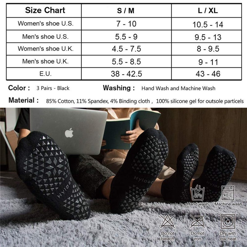 Hylaea No Slip Socks for Yoga Pilates Barre Hospital, Grip Slipper Socks for Pilates, Home, Kickboxing | No Slide, Multi Pack Large X-Large - Image 2
