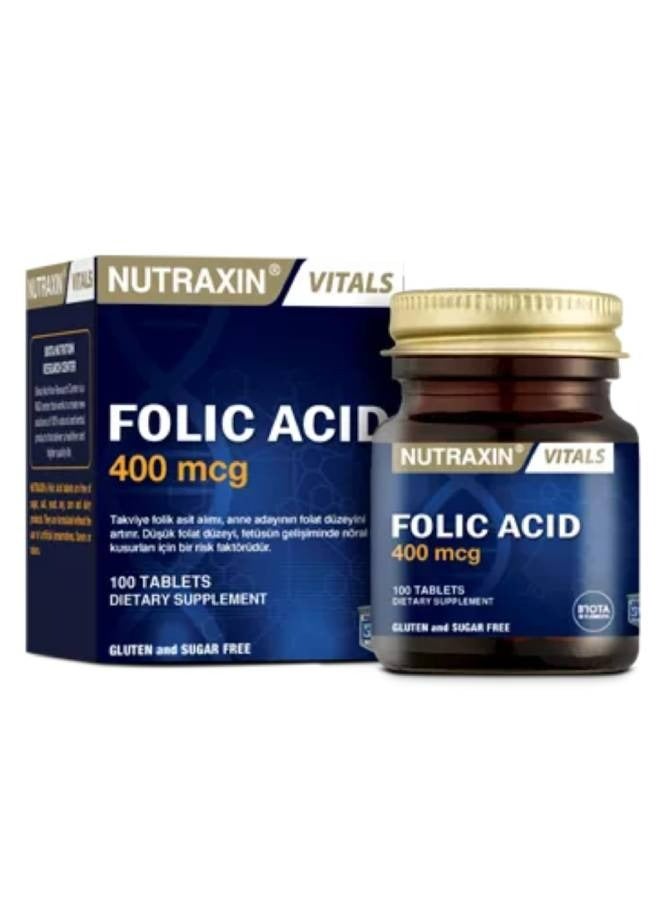 نوتركسين نوتراكسين فيتالز، حمض الفوليك ٤٠٠ ميكروغرام، عنصر غذائي أساسي للصحة والدعم، ١٠٠ قرص - Image 1