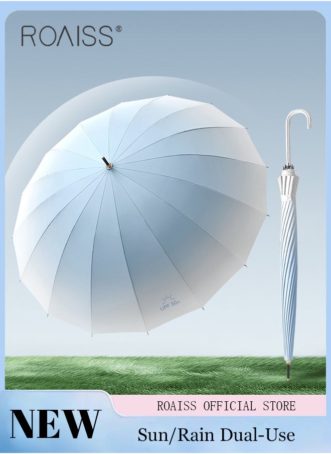roaiss - Unisex Multifunctional Fully Automatic Umbrella with Water Repellent Coating and UV Blocking Black Vinyl Coating 16 Rib Reinforced Umbrella Frame with Gradient Color Canopy - Image 1