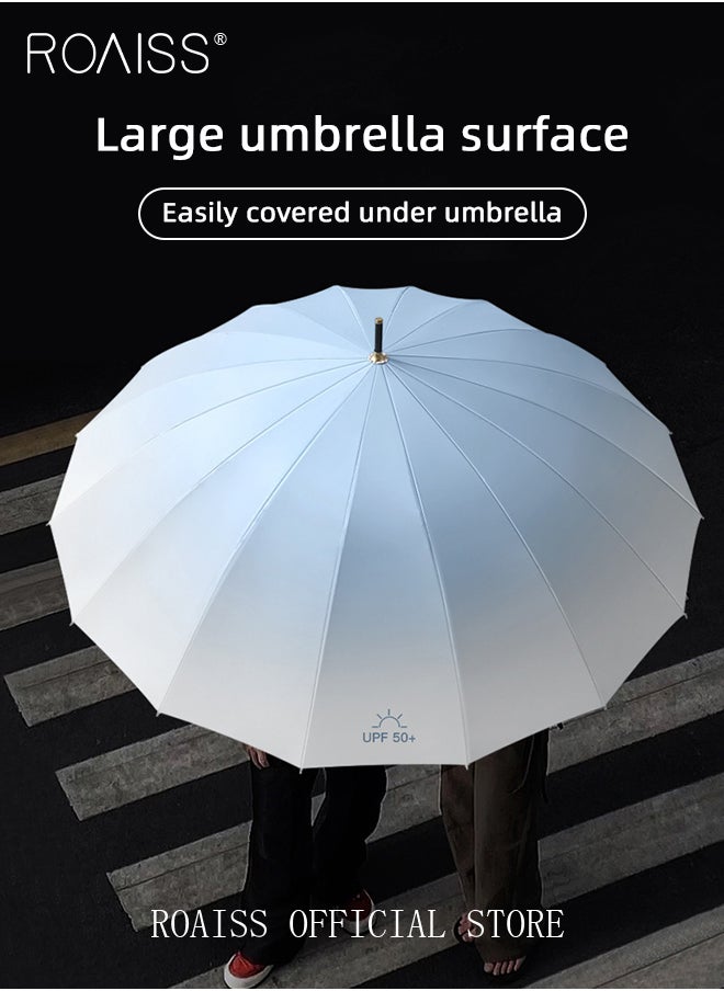 roaiss - Unisex Multifunctional Fully Automatic Umbrella with Water Repellent Coating and UV Blocking Black Vinyl Coating 16 Rib Reinforced Umbrella Frame with Gradient Color Canopy - Image 1