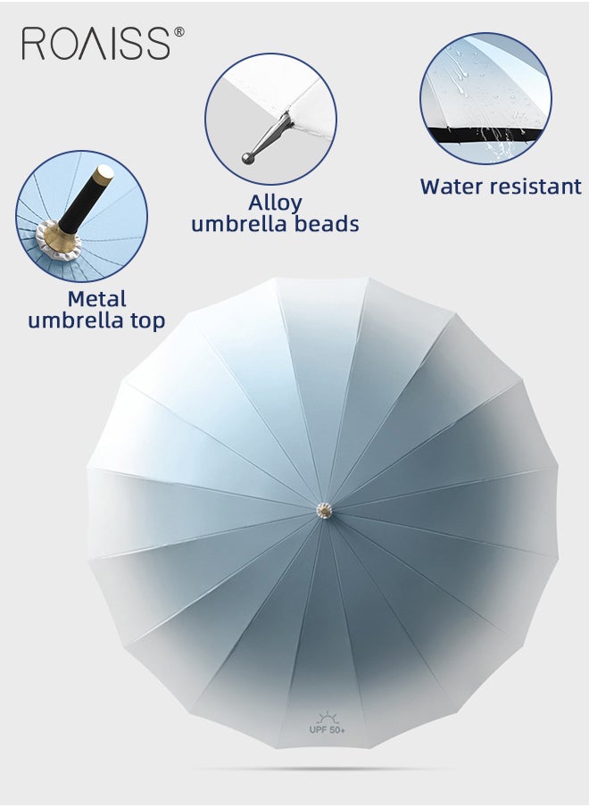 roaiss - Unisex Multifunctional Fully Automatic Umbrella with Water Repellent Coating and UV Blocking Black Vinyl Coating 16 Rib Reinforced Umbrella Frame with Gradient Color Canopy - Image 1