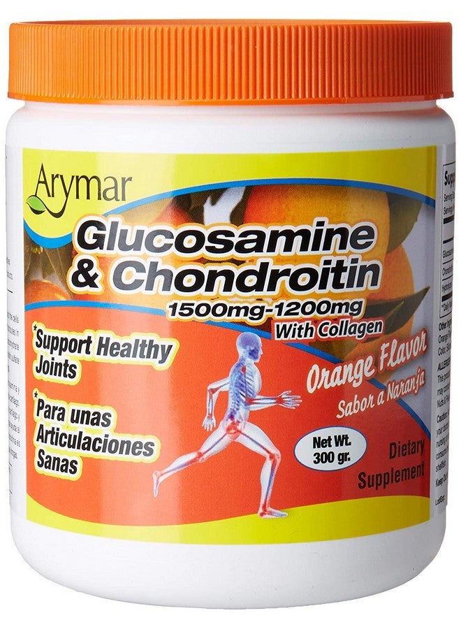 Arymar Glucosamine & Chondroitin Powder 1500Mg1200Mg With Collagen Orange Flavor Support Healthy Joints Orange Orange 300 Gram Xlarge  - Image 2