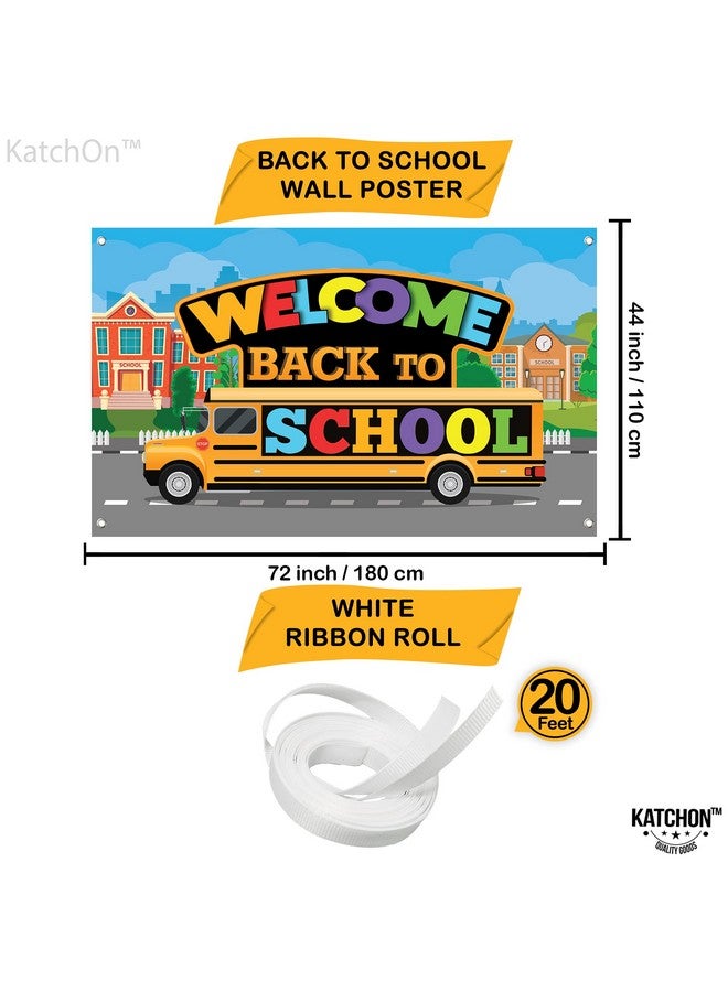 KATCHON كاتش أون، لافتة مرحبًا بعودة المدرسة - كبيرة جدًا، 72x44 بوصة | خلفية حافلة المدرسة | خلفية العودة إلى المدرسة لتزيين حافلة المدرسة | زينة العودة إلى المدرسة، زينة حفلة العودة إلى المدرسة - Image 4