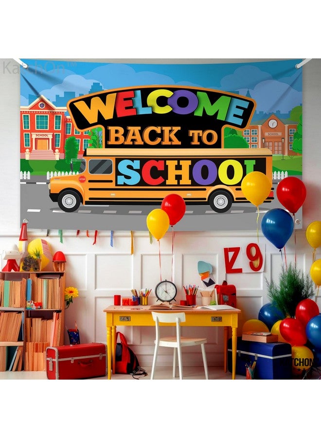 KATCHON كاتش أون، لافتة مرحبًا بعودة المدرسة - كبيرة جدًا، 72x44 بوصة | خلفية حافلة المدرسة | خلفية العودة إلى المدرسة لتزيين حافلة المدرسة | زينة العودة إلى المدرسة، زينة حفلة العودة إلى المدرسة - Image 5