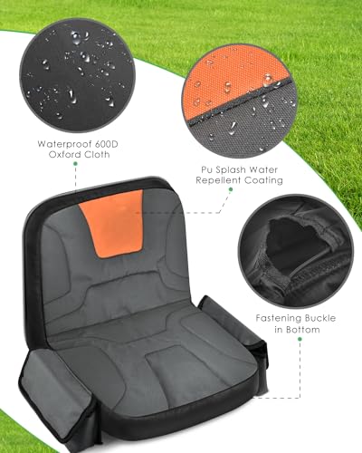PACETAP Tractor Seat Cover with Drink Pouch, Heavy Duty 600D Oxford Waterproof Riding Lawn Mower Seat Cover Fits Kubota, for Cub Cadet, for Ford, for Mahindra, for Husqvarna (Medium) - Image 3