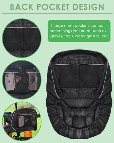 PACETAP Tractor Seat Cover with Drink Pouch, Heavy Duty 600D Oxford Waterproof Riding Lawn Mower Seat Cover Fits Kubota, for Cub Cadet, for Ford, for Mahindra, for Husqvarna (Medium) - Image 4