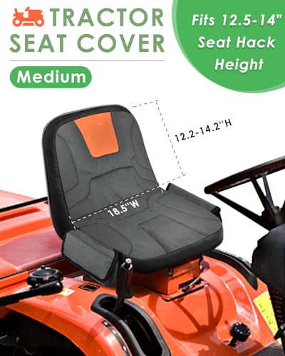 PACETAP Tractor Seat Cover with Drink Pouch, Heavy Duty 600D Oxford Waterproof Riding Lawn Mower Seat Cover Fits Kubota, for Cub Cadet, for Ford, for Mahindra, for Husqvarna (Medium) - Image 2