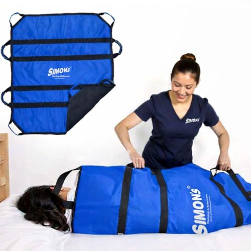 Simon's LiftPro Heavy-Duty Patient Lifting, Turning and Transfer pad, Suitable for Positioning Bed-Ridden Elderly Patients | 8 Handles, Soft Padded, Foldable Sheet, Must Have for Care givers-Blue - Image 1