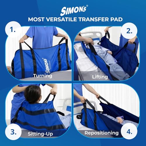Simon's LiftPro Heavy-Duty Patient Lifting, Turning and Transfer pad, Suitable for Positioning Bed-Ridden Elderly Patients | 8 Handles, Soft Padded, Foldable Sheet, Must Have for Care givers-Blue - Image 5