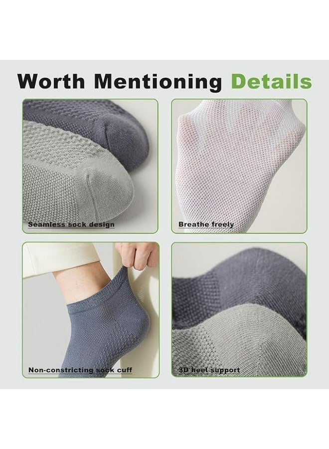 خاجول 5 أزواج من الجوارب القصيرة الرجالية المصنوعة من القطن الشبكي القابل للتنفس، خفيفة الوزن ومريحة لفصول الربيع والصيف والخريف - Image 3