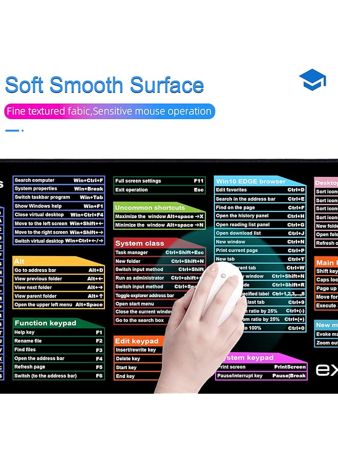 excovip Large Mouse Pad Xl Office Shortcut Mouse Pad Extended Computer Mouse Pad Desk Mat With Stitched Edges For Gamer Office Home 800X300Mm 9124 - Image 5