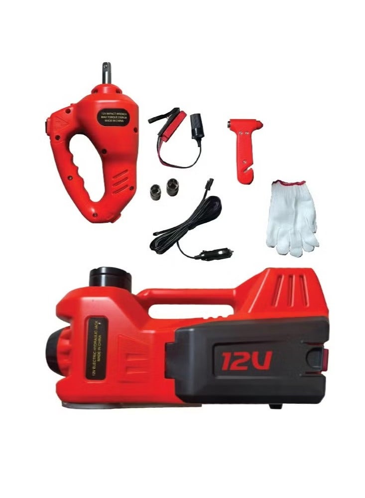 5 ton Car Jack with Built-in Air Compressor, Electric Impact Wrench, Car Tools LED Light, Safety Hammer, 12V 5 in 1 Car Tire Repair Tool Kits - Image 2