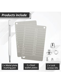 Hotop 2 Pieces Steel Crypto Wallets And 1 Piece Metal Plate Marking Pen, Cryptocurrency For Hardware Cold Wallet Backups Seed Storage Bitcoin Compatible With Bip39 (Metallic)  - Image 3