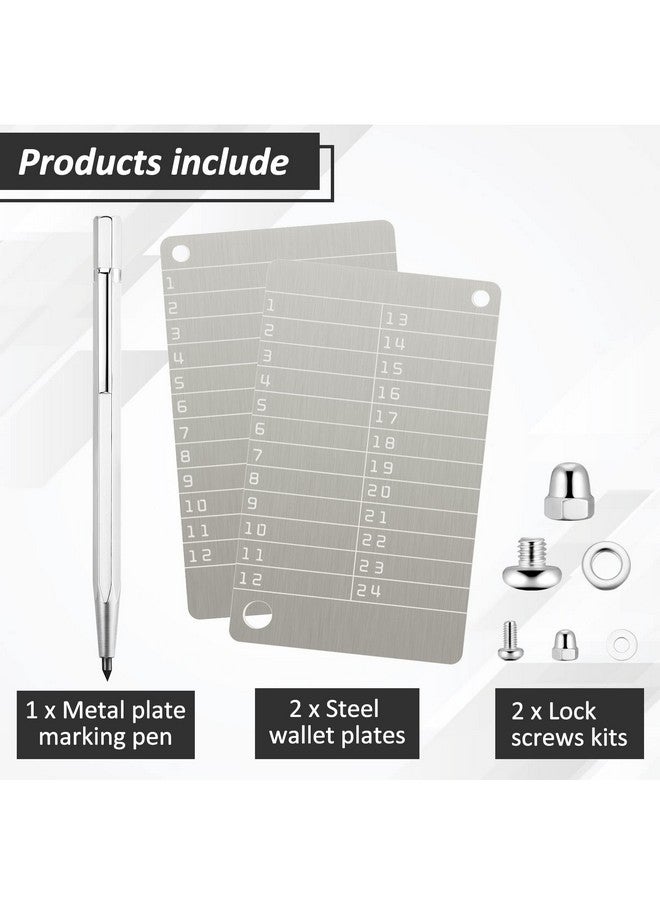 Hotop 2 Pieces Steel Crypto Wallets And 1 Piece Metal Plate Marking Pen, Cryptocurrency For Hardware Cold Wallet Backups Seed Storage Bitcoin Compatible With Bip39 (Metallic)  - Image 3