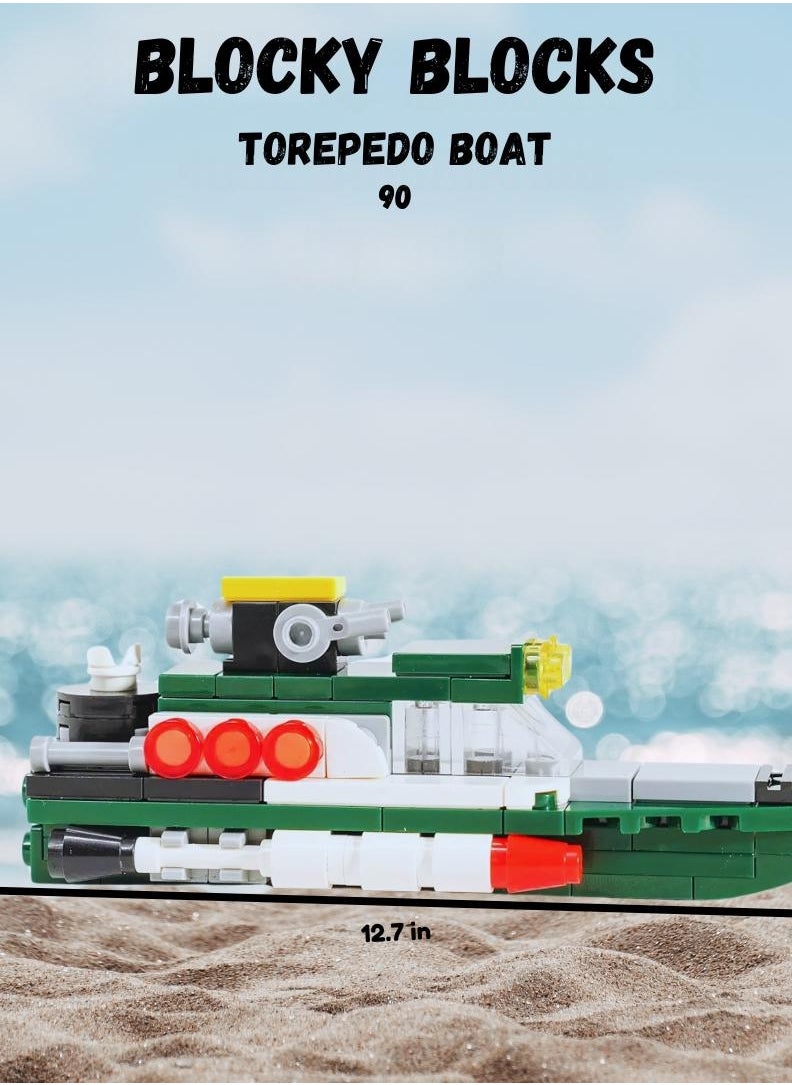 Blocky Blocks Building bricks toy with jelly beans candy (06 Torepedo Boat)  - Image 1