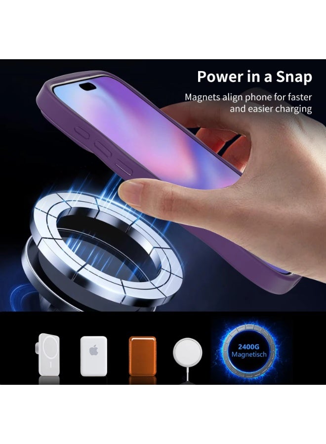 ه البركة كفر آيفون 17 برو ماكس متوافق مع MagSafe | مقاوم للصدمات، ملمس ناعم، حماية متينة | مادة TPU+PC | كفر iPhone17 Pro Max متوافق مع الشحن اللاسلكي - بنفسجي - Image 3