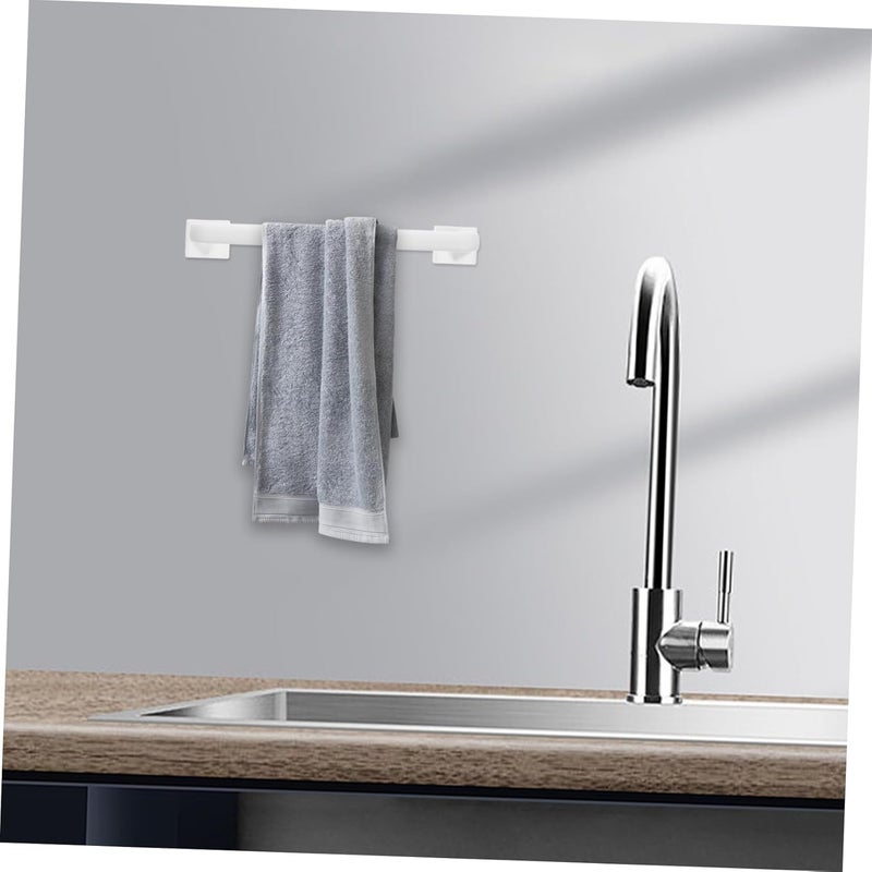 Luxshiny 2Pcs No Drill Adhesive Towel Bar Rack Space Saving Design for Bathroom Kitchen White Easy Installation Multifunctional Hand Towel Holder for Home Organization - Image 3