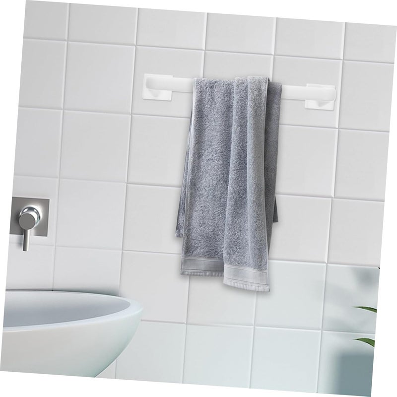 Luxshiny 2Pcs No Drill Adhesive Towel Bar Rack Space Saving Design for Bathroom Kitchen White Easy Installation Multifunctional Hand Towel Holder for Home Organization - Image 2