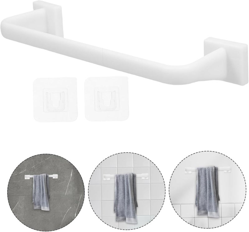 Luxshiny 2Pcs No Drill Adhesive Towel Bar Rack Space Saving Design for Bathroom Kitchen White Easy Installation Multifunctional Hand Towel Holder for Home Organization - Image 4