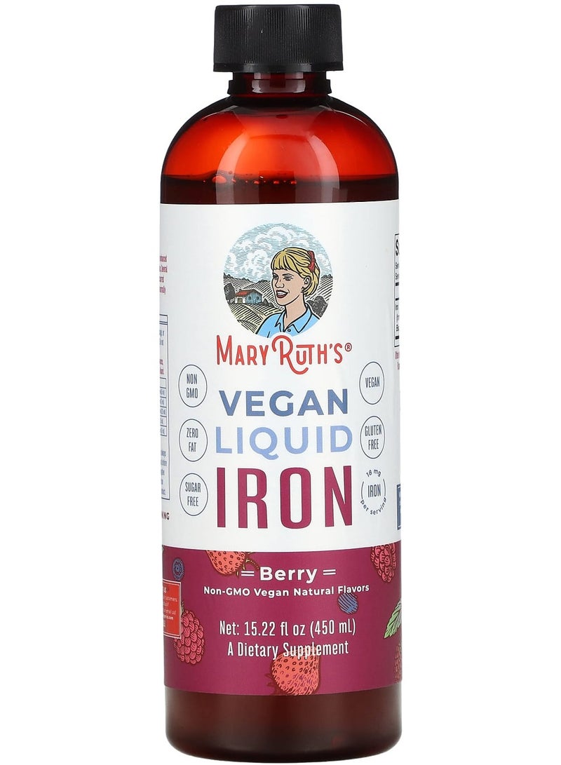 MaryRuth's سائل الحديد النباتي بنكهة التوت، 15.22 أونصة سائلة (450 مل)