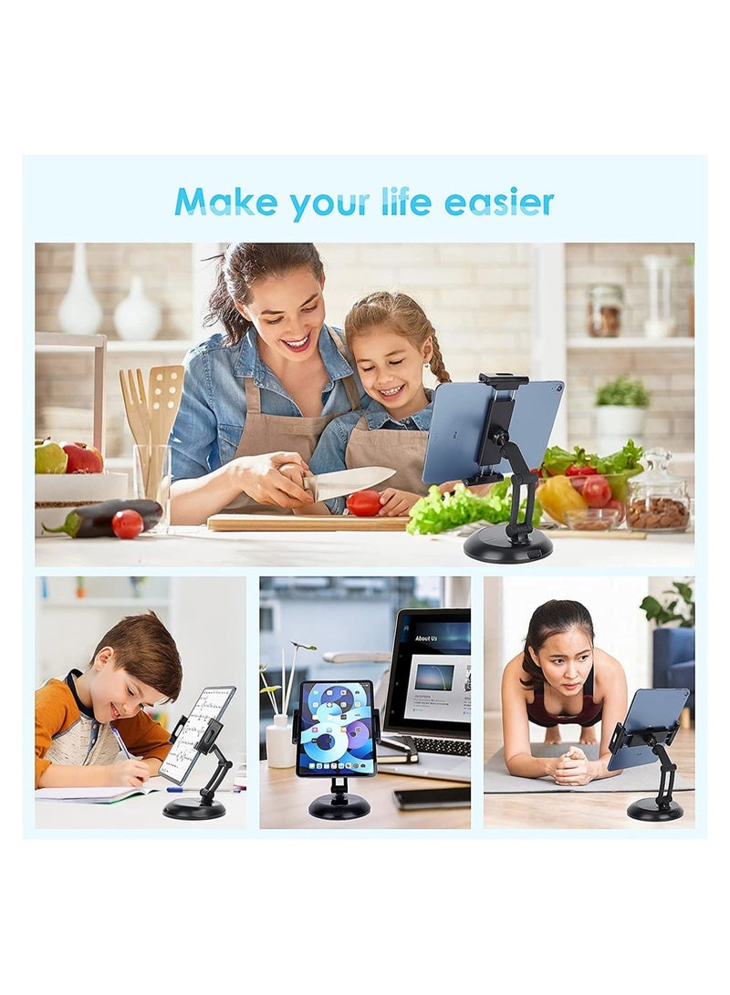 ELTRAZONE Tablet Holder Stand, Angle Height Adjustable Phone and Tablet Stand for Desk with Speaker, Thick Case Friendly iPad Holder Stand Compatible with (5"-11") - Image 4