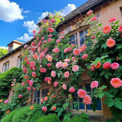 VISTATU 150+ Pink Climbing Rose Seeds for Planting Outdoors Ornamental Vine Seeds Amazing Climbing Flowers Rose Growth Beautiful Roses - Image 3
