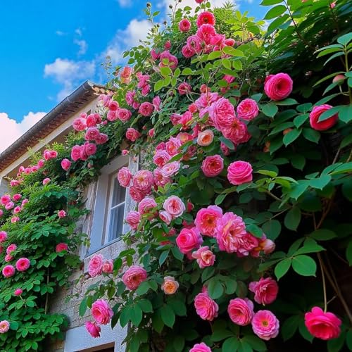 VISTATU 150+ Pink Climbing Rose Seeds for Planting Outdoors Ornamental Vine Seeds Amazing Climbing Flowers Rose Growth Beautiful Roses - Image 2