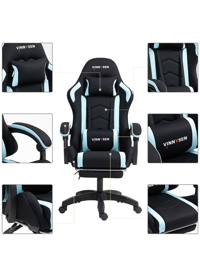 VINNYSEN Gaming Chair Computer Chair Ergonomic High Back Fabric Gaming Chair Tilt and Height Adjustable Computer Chair with Neck and Massaging Lumbar Support for Office or Gaming  - Image 2
