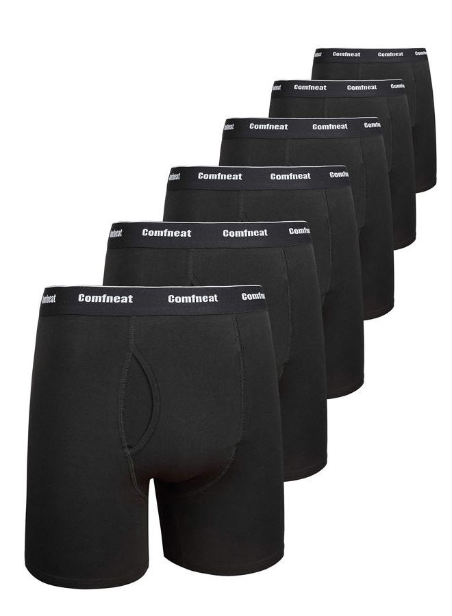 Comfneat Men's 7-Pack Boxer Briefs Super Stretchy Cotton Spandex Comfy Underwear (Black Pack-7, L) - Image 1