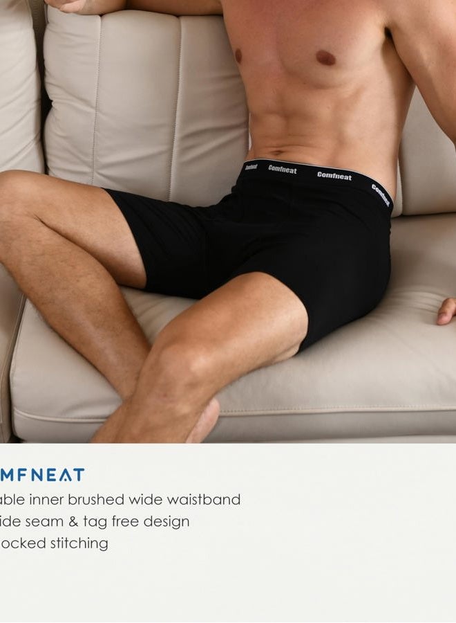 Comfneat Men's 7-Pack Boxer Briefs Super Stretchy Cotton Spandex Comfy Underwear (Black Pack-7, L) - Image 5