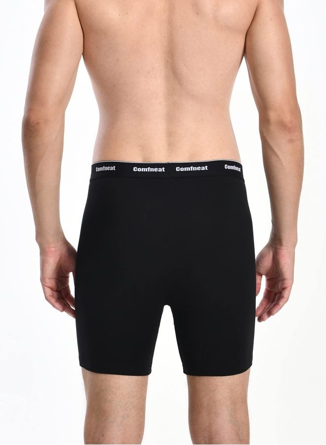 Comfneat Men's 7-Pack Boxer Briefs Super Stretchy Cotton Spandex Comfy Underwear (Black Pack-7, L) - Image 4