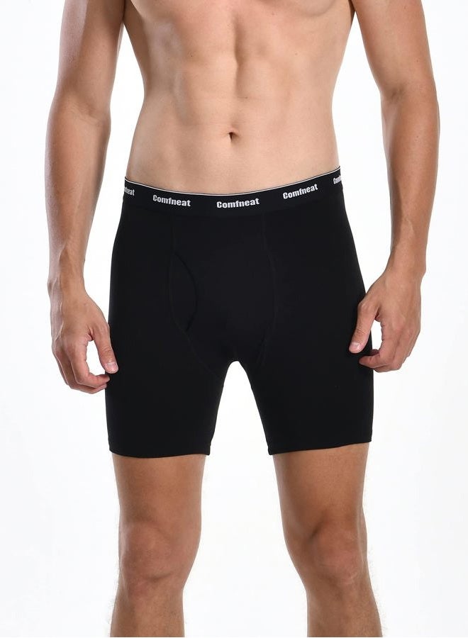 Comfneat Men's 7-Pack Boxer Briefs Super Stretchy Cotton Spandex Comfy Underwear (Black Pack-7, L) - Image 2