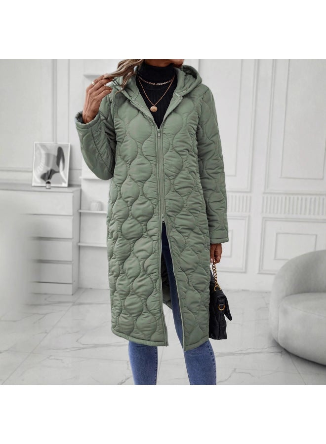 Casual Hooded Long-sleeved Zipper Pure Color Cotton Jacket