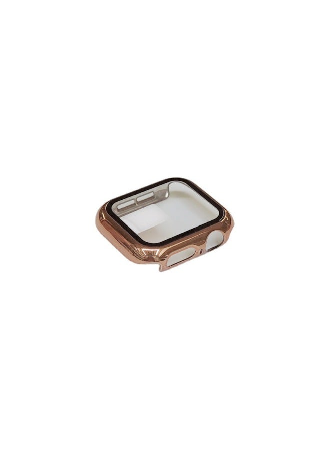 Suitable For Apple Watch Electroplated 360 Case + Tempered Film All-inclusive Protective Case Film Integrated Iwatch Watch Case-Color:Plating 8. Midnight Blue Dark Blue-Exterior Dimension:44 Mm (with Carton Packaging)