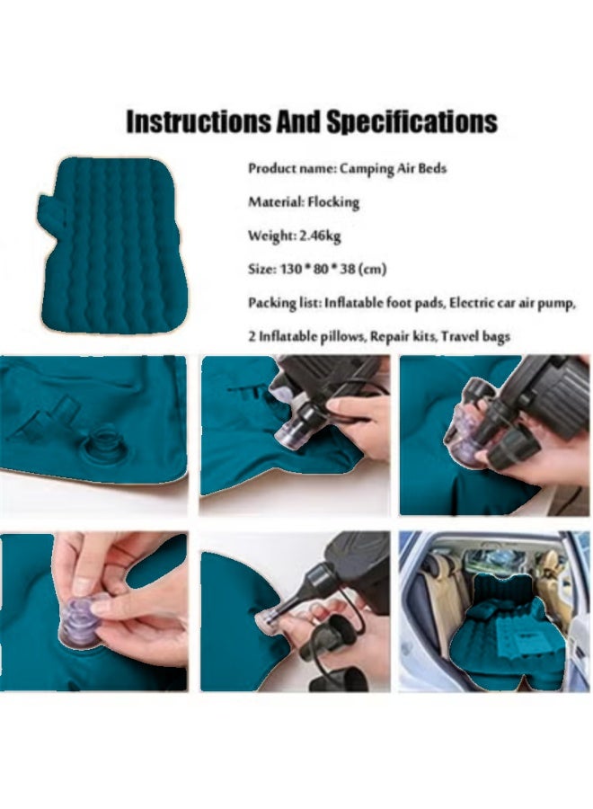 Generic Car Inflatable Bed Flocking Fabric Portable And Easy To Use Back Seat Mattress with Pump And Pillows for Children for Sleep Rest Travel Camping with Air Pump  - Image 2