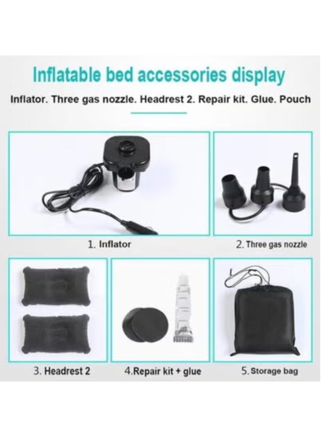 Generic Car Inflatable Bed Flocking Fabric Portable And Easy To Use Back Seat Mattress with Pump And Pillows for Children for Sleep Rest Travel Camping with Air Pump  - Image 4