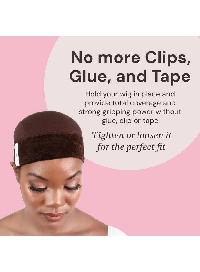 MILANO COLLECTION Ultimate Comfort GripCap, All-In-One Under Wig Cap for Women, Comfort Anti Slip Wig Band With Adjustable Closure, Brown, 1 Pack - Image 3