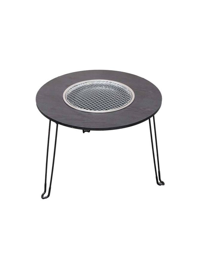 Charcoal Grill Set For Home Use, Outdoor Winter Bbq Table With Complete Accessories, Wooden Barbecue Rack - Image 4