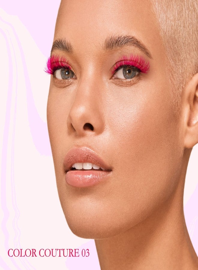 iENVY False Eyelashes Real Mink Color Couture Full Colored Lashes Maximum Fluffiness and Volume Fake Eyelashes (Pink) - Image 3