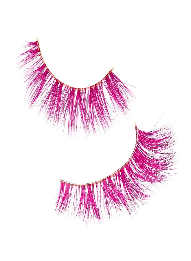 iENVY False Eyelashes Real Mink Color Couture Full Colored Lashes Maximum Fluffiness and Volume Fake Eyelashes (Pink) - Image 2
