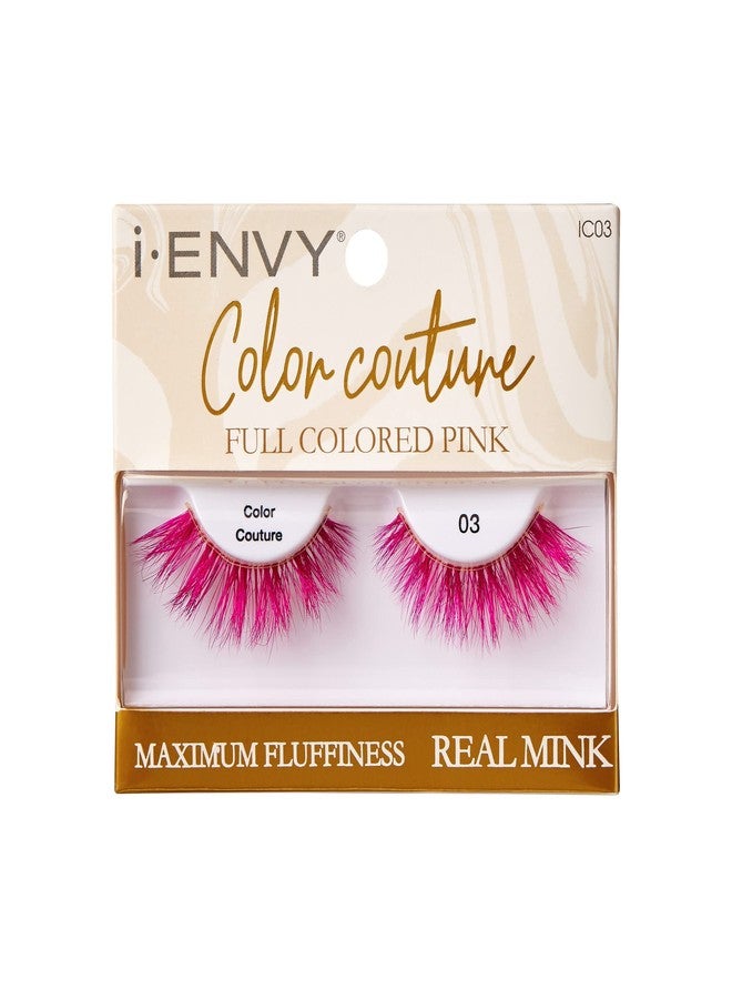 iENVY False Eyelashes Real Mink Color Couture Full Colored Lashes Maximum Fluffiness and Volume Fake Eyelashes (Pink) - Image 1