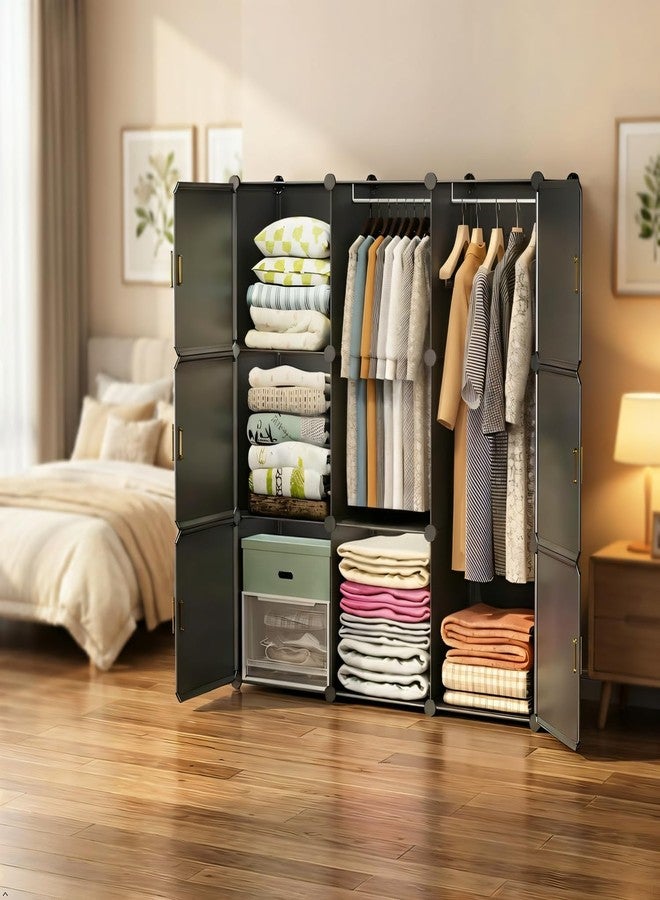 Mevigo Foldable Plastic Wardrobe for Clothes – 12- Door Baby Cupboard for Clothes Storage, Wardrobe for Kids, Plastic Almirah, Collapsible Wardrobe for Kids Livingroom & Home (Grey- HM3, 9- Door) - Image 1