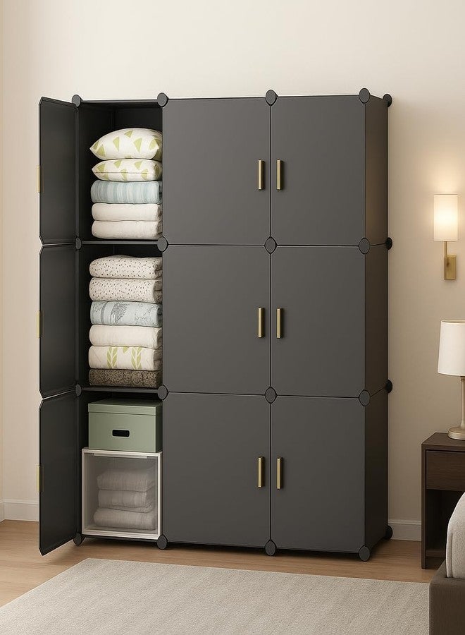 Mevigo Foldable Plastic Wardrobe for Clothes – 12- Door Baby Cupboard for Clothes Storage, Wardrobe for Kids, Plastic Almirah, Collapsible Wardrobe for Kids Livingroom & Home (Grey- HM3, 9- Door) - Image 5