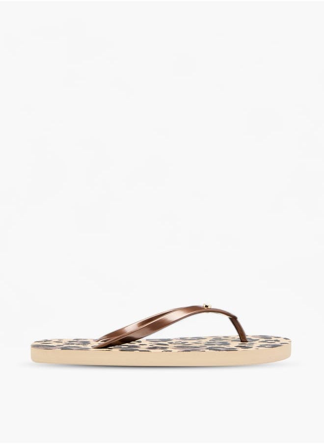 Celeste - Womens Animal Print Slip-On Thong Slippers - Image 1