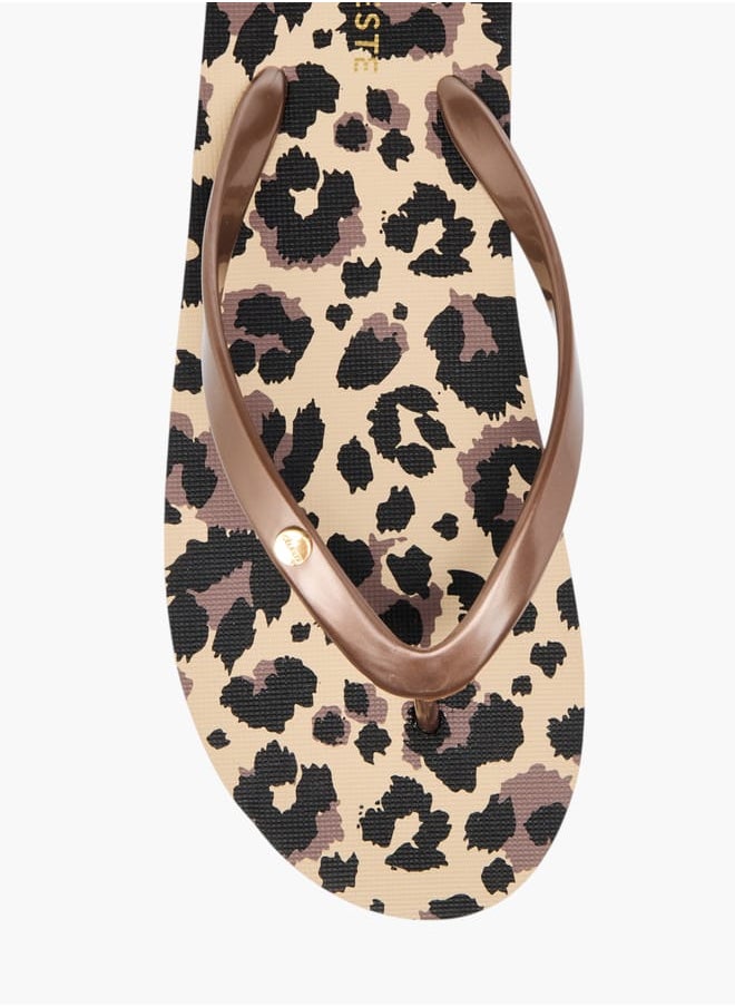 Celeste - Womens Animal Print Slip-On Thong Slippers - Image 1