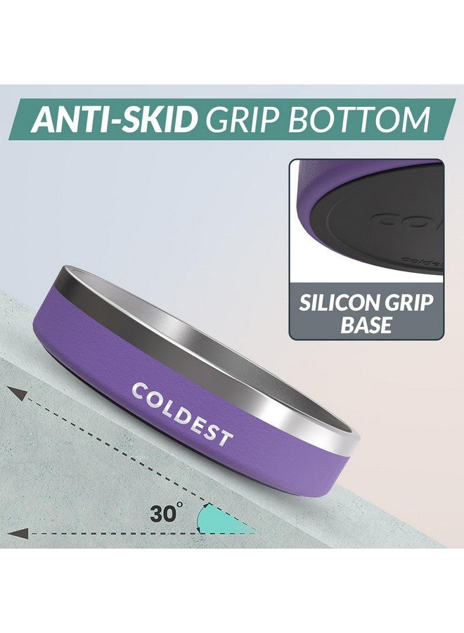 ذا كولديست ووتر وعاء طعام للكلاب - مصنوع من معدن مقاوم للصدأ، غير قابل للانزلاق، معزول بثلاث طبقات من الفولاذ المقاوم للصدأ - مقاوم للانسكاب ومتين - وعاء ماء للكلاب والقطط والحيوانات الأليفة، آمن للاستخدام في غسالة الأطباق (21 أونصة، لون أرجواني جلاكسي) - Image 2