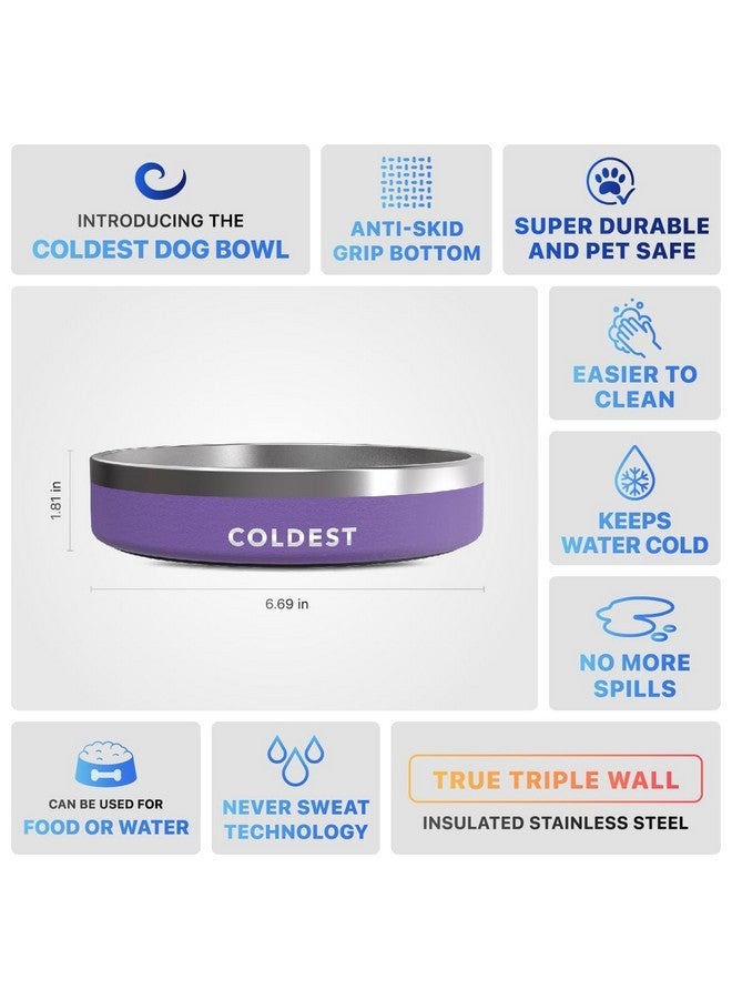 ذا كولديست ووتر وعاء طعام للكلاب - مصنوع من معدن مقاوم للصدأ، غير قابل للانزلاق، معزول بثلاث طبقات من الفولاذ المقاوم للصدأ - مقاوم للانسكاب ومتين - وعاء ماء للكلاب والقطط والحيوانات الأليفة، آمن للاستخدام في غسالة الأطباق (21 أونصة، لون أرجواني جلاكسي) - Image 5
