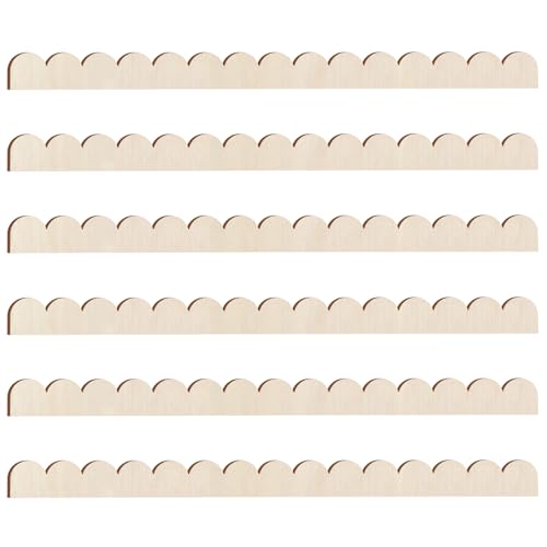Threehoney 6 Pack Unfinished Scalloped Decorative Wood Trim Scalloped Edge Decorative Wood Molding Cute DIY Moulding Trim for Home Wall Cabinet Shelf and Window Door 24 x 165 Inch - Image 1