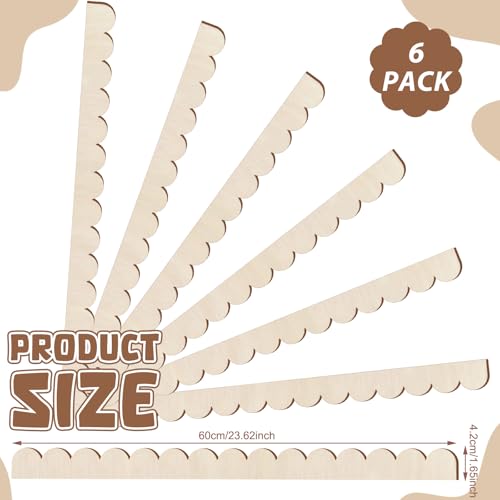 Threehoney 6 Pack Unfinished Scalloped Decorative Wood Trim Scalloped Edge Decorative Wood Molding Cute DIY Moulding Trim for Home Wall Cabinet Shelf and Window Door 24 x 165 Inch - Image 3