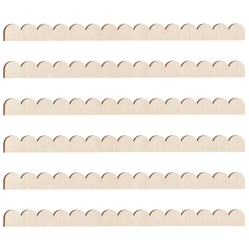 Threehoney 6 Pack Unfinished Scalloped Decorative Wood Trim Scalloped Edge Decorative Wood Molding Cute DIY Moulding Trim for Home Wall Cabinet Shelf and Window Door 24 x 165 Inch - Image 2
